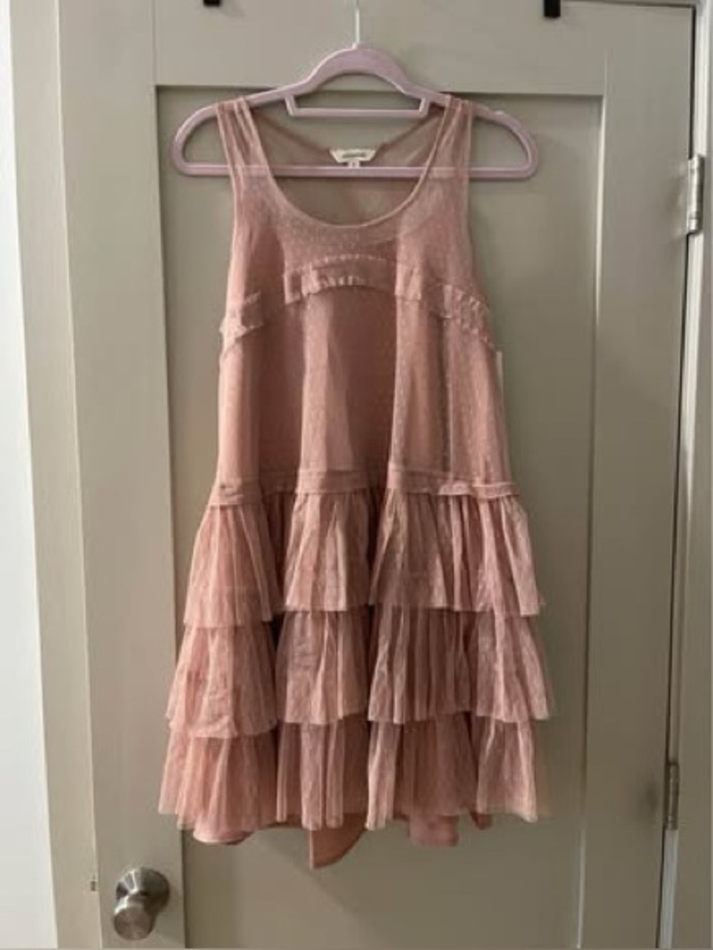 Dusty Rose Tiered Ruffle Long Sleeve Dress
